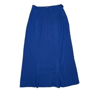 Vintage 70s Minnesota Tailored Wool Midi Skirt Blue A Line Women's 12 Retro MN